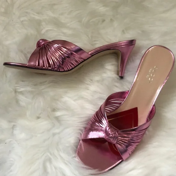 🆕💯% NWT Auth Gucci Crawford Mid-heel Metallic Pink Leather Gucci Heels